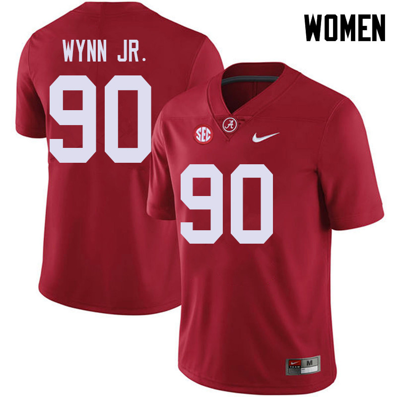 Women #90 Stephon Wynn Jr. Alabama Crimson Tide College Football Jerseys Sale-Red
